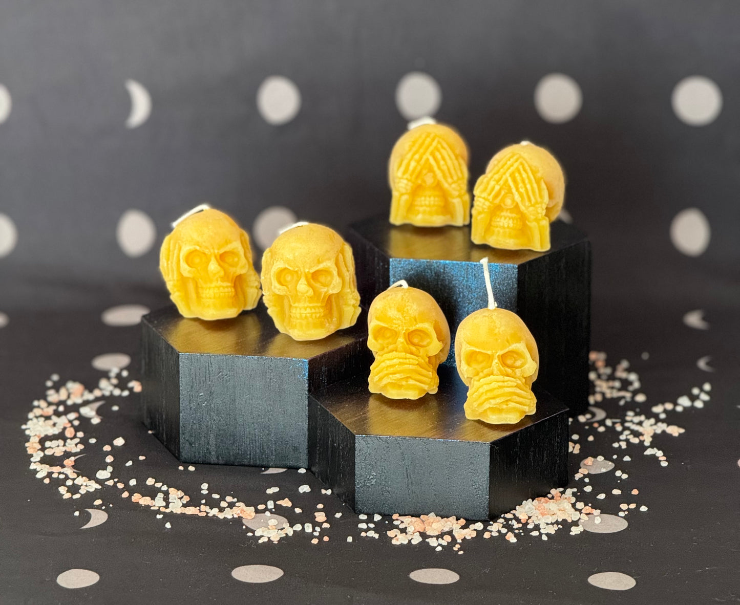 Hear No, See No, Speak No Evil Skull Head Trio