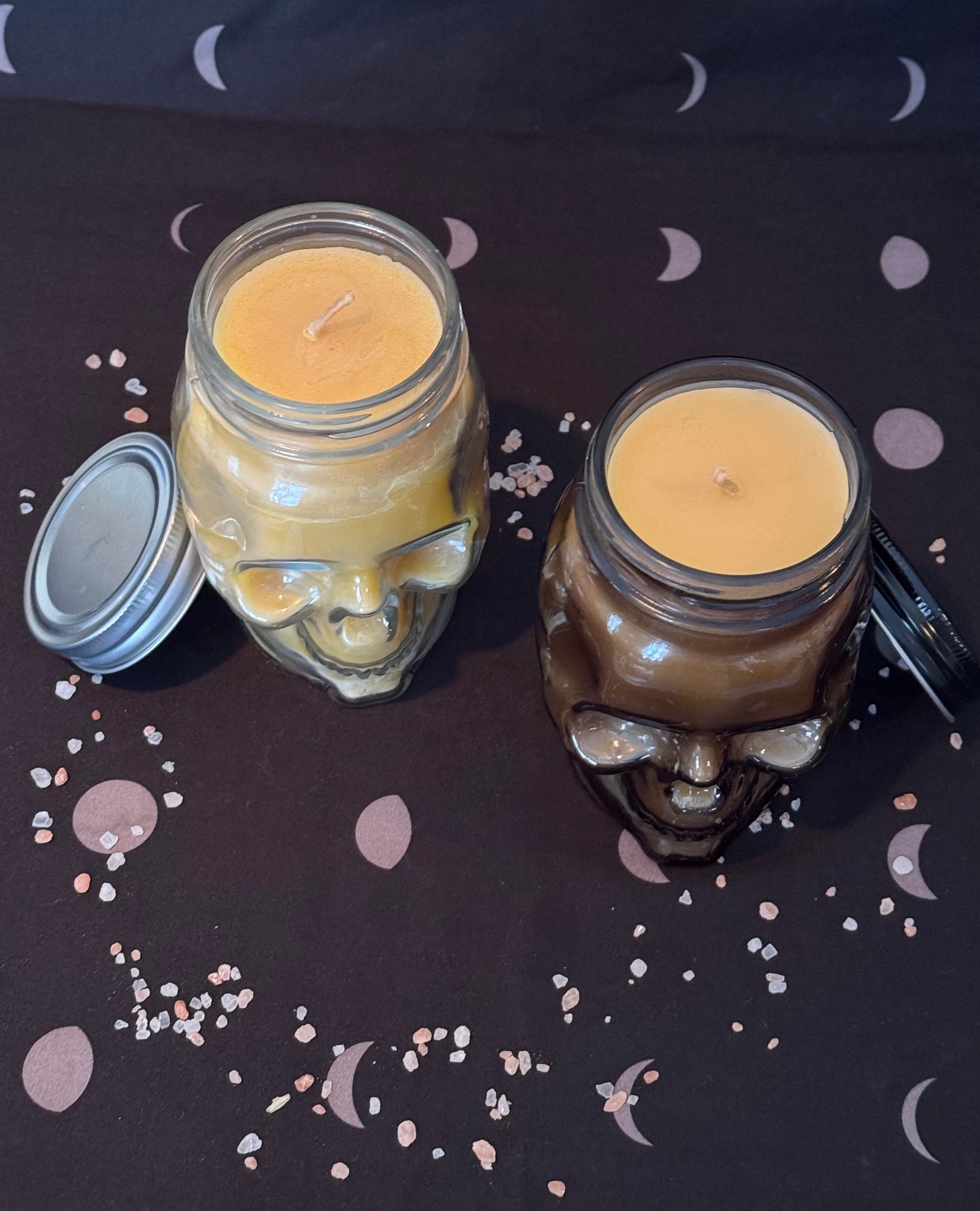 Glass Skull Candle Set