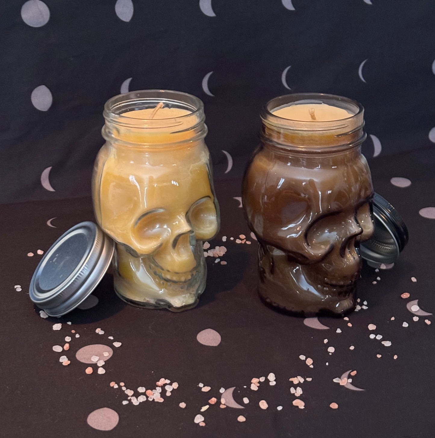 Glass Skull Candle Set
