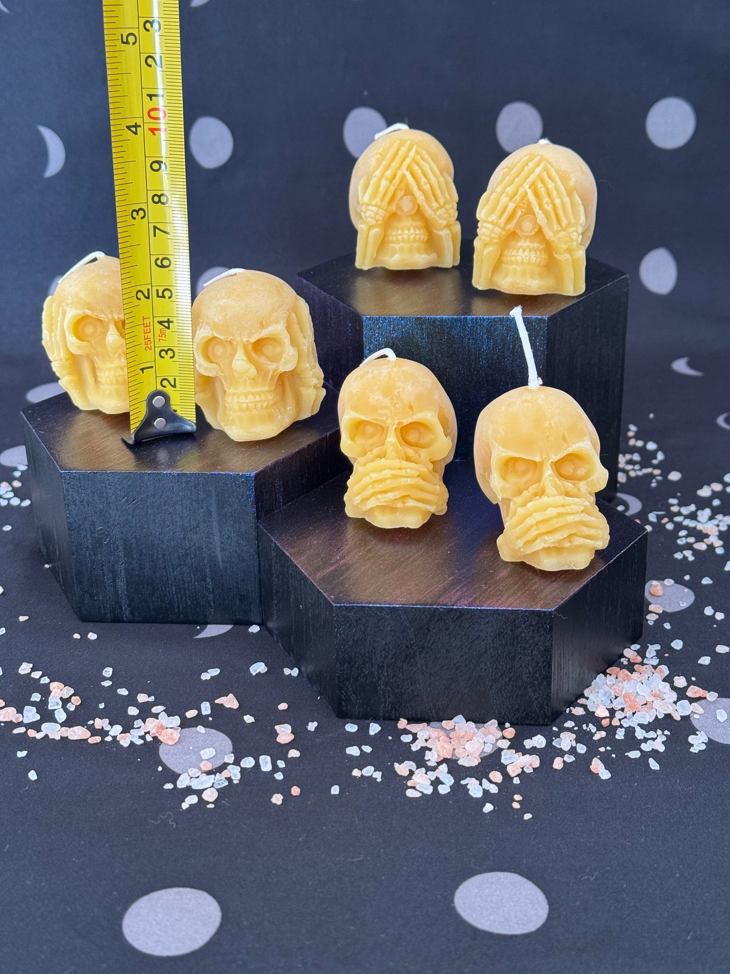 Hear No, See No, Speak No Evil Skull Head Trio