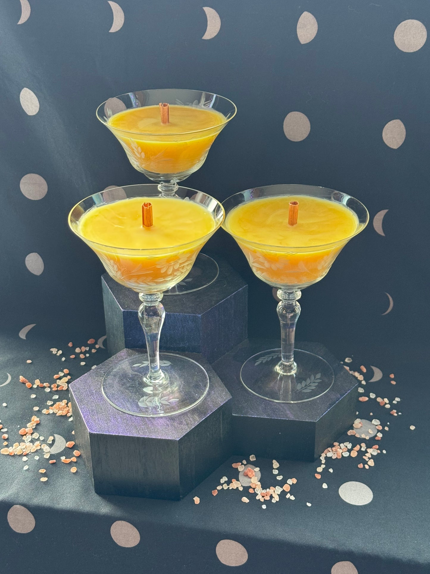 Trio of Glass Stemmed Martini Glasses