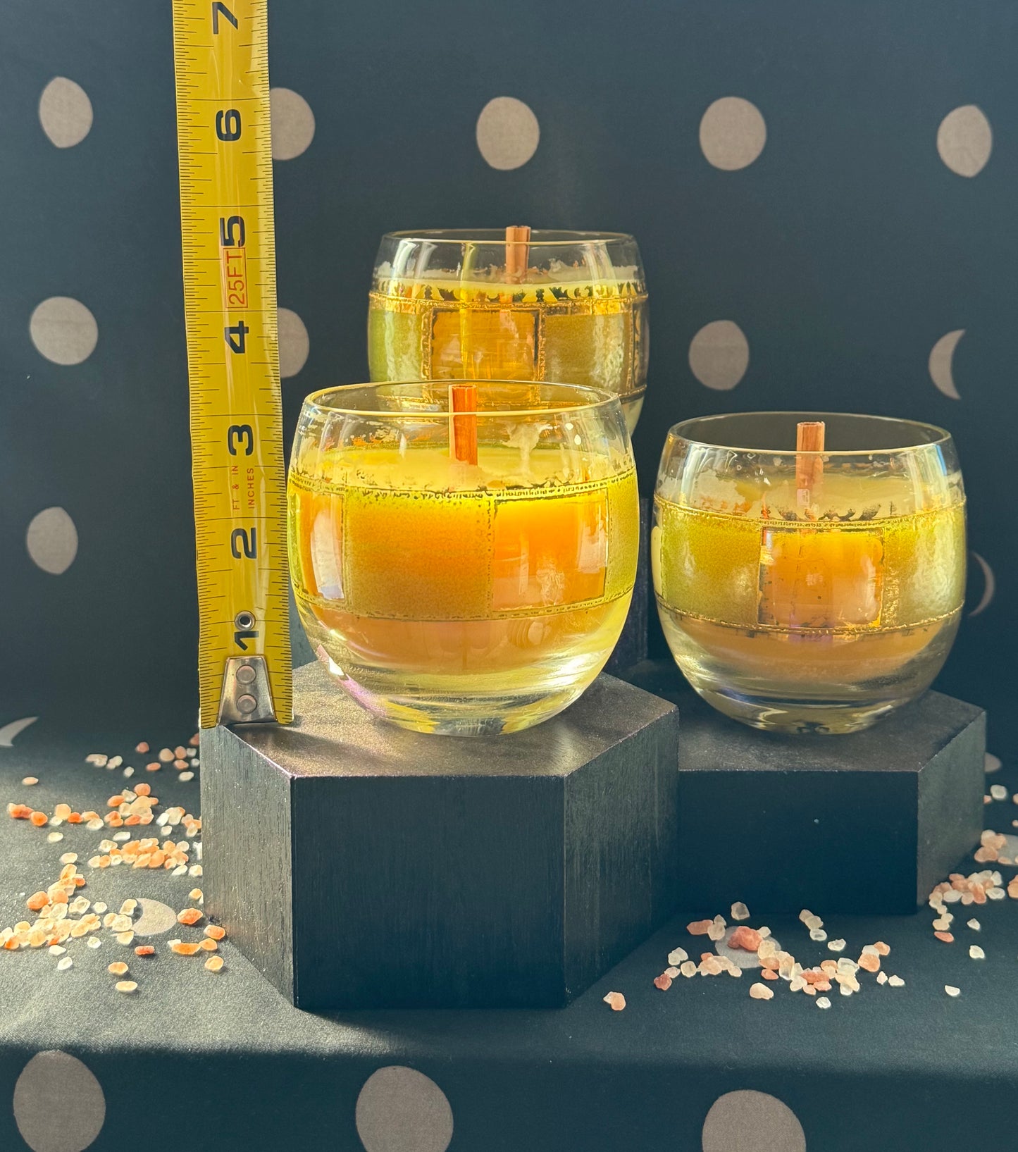 Vintage Low Ball Trio of Candles