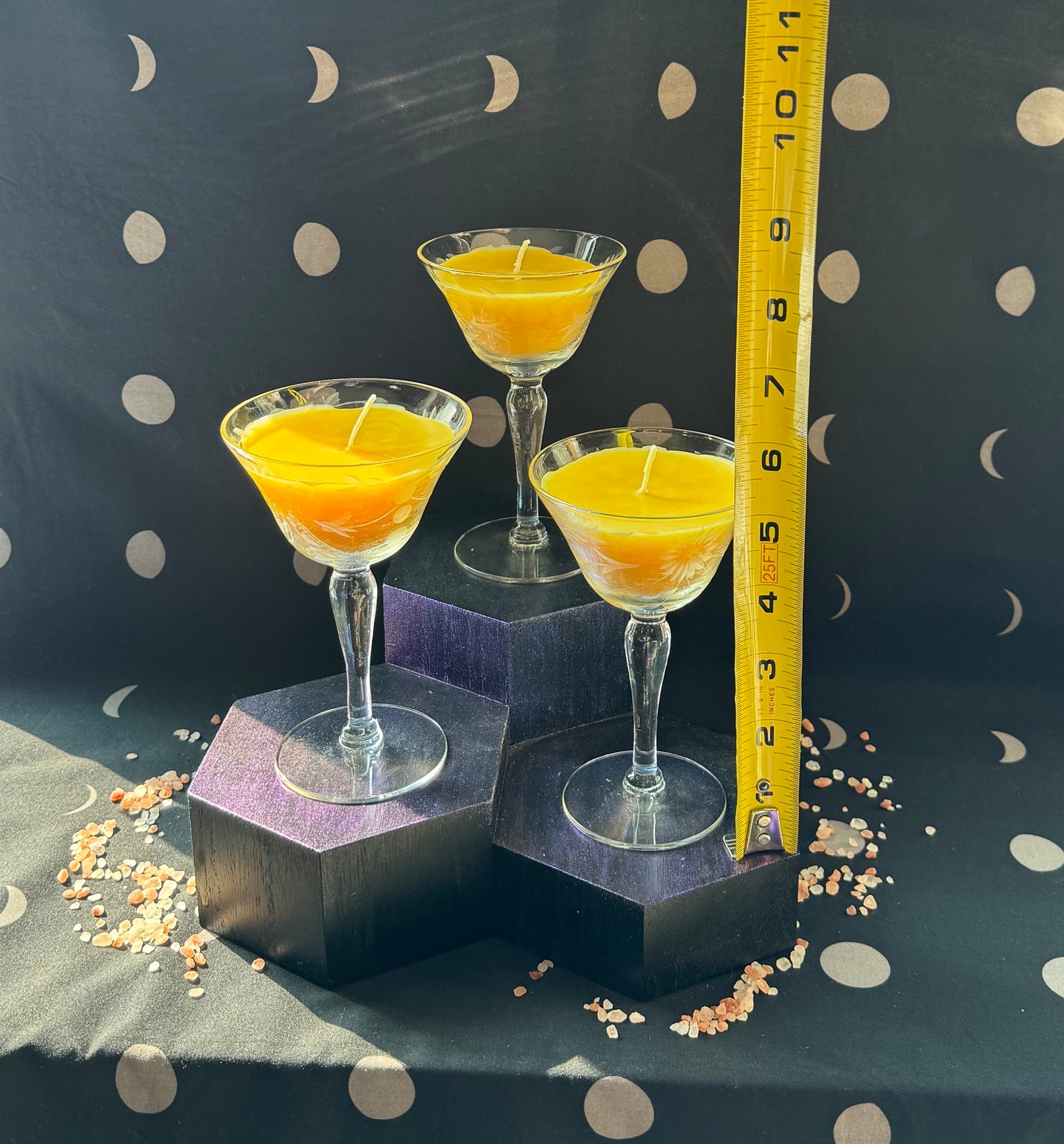 Trio of Vintage Martini Glass Candles Set A