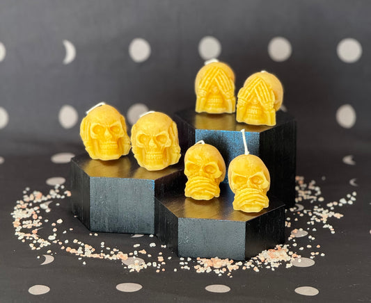 Hear No, See No, Speak No Evil Skull Head Trio