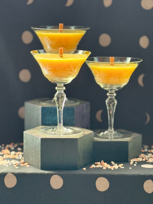 Trio of Glass Stemmed Martini Glasses