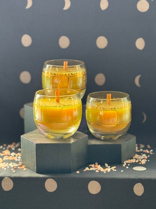 Vintage Low Ball Trio of Candles