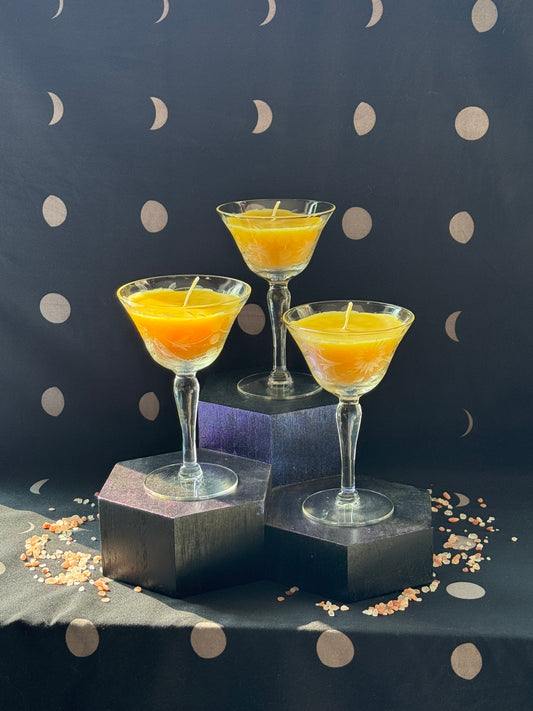 Trio of Vintage Martini Glass Candles Set A